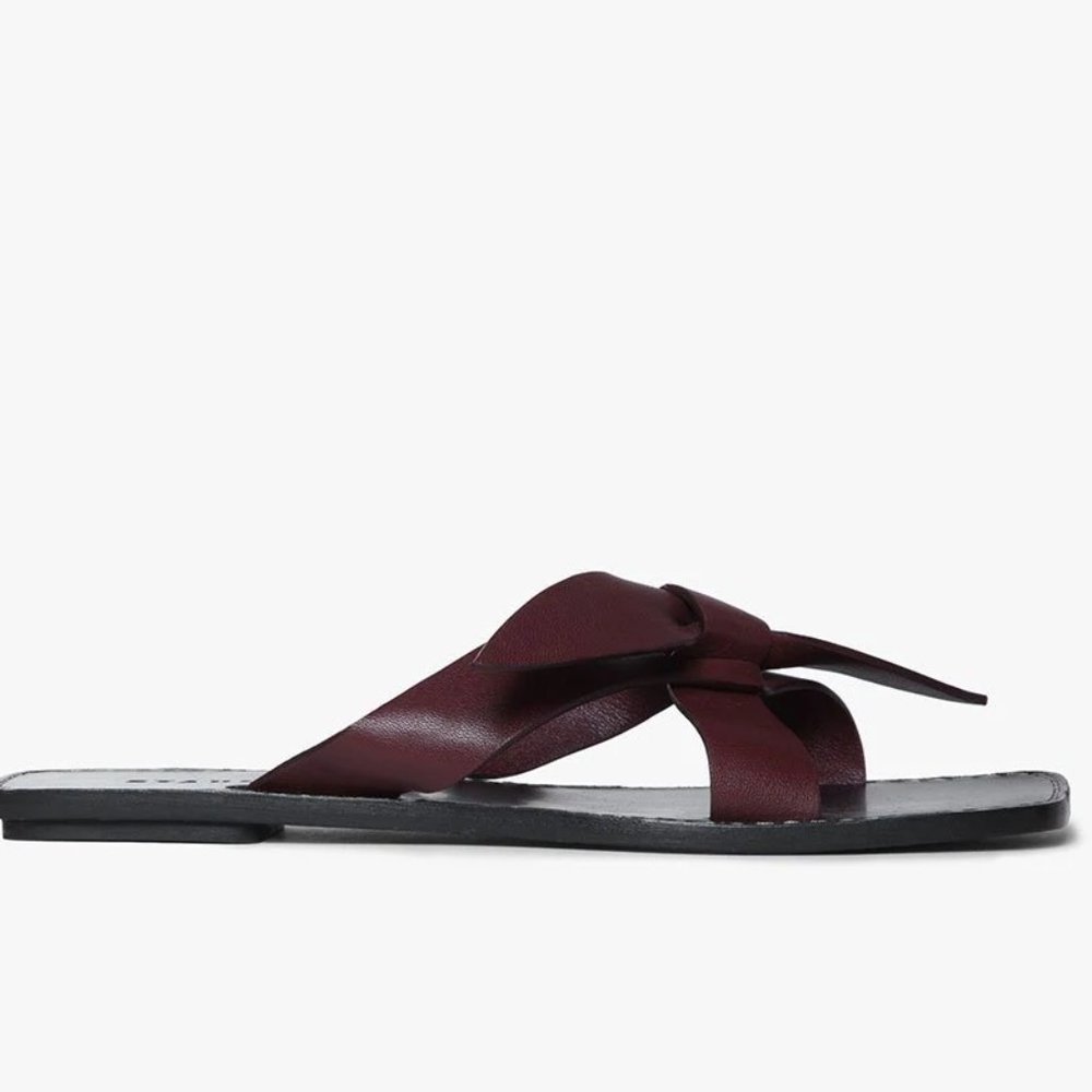 NIB STAUD Lei Leather Flip Flop Sandals Bordeaux - Picture 4 of 5